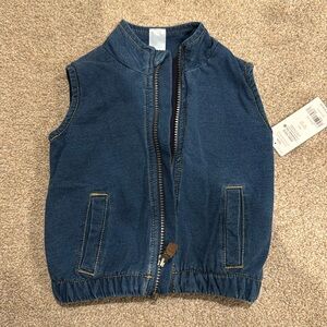Carters baby boy knit denim Zip Vest 12M NWT